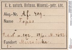 Etiketten zu Topas (NHMW-MIN-Af409)